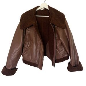 HYFVE Faux Leather Sherpa Moto Jacket